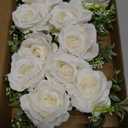 Ivory Rose Boutonniere for Men Wedding Set of 10 Groom Groomsmen Best Man Artificial Flowers Boutonniere for Wedding Ceremony Anniversary Prom Flowers Formal Dinner Party (10, White, Middle)