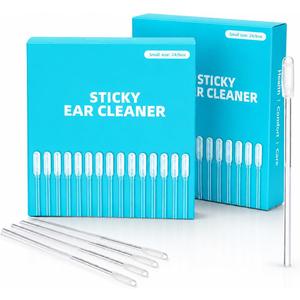 Sticky Ear Cleaning Sticks for Dry Earwax, Gentle Soft Rubber Ear Cleaner for Family, Reusable Adhesive Ear Wax Removal Tool, Earbud, Headphone & Hearing Aid Cleaning (48 pcs, 4mm)