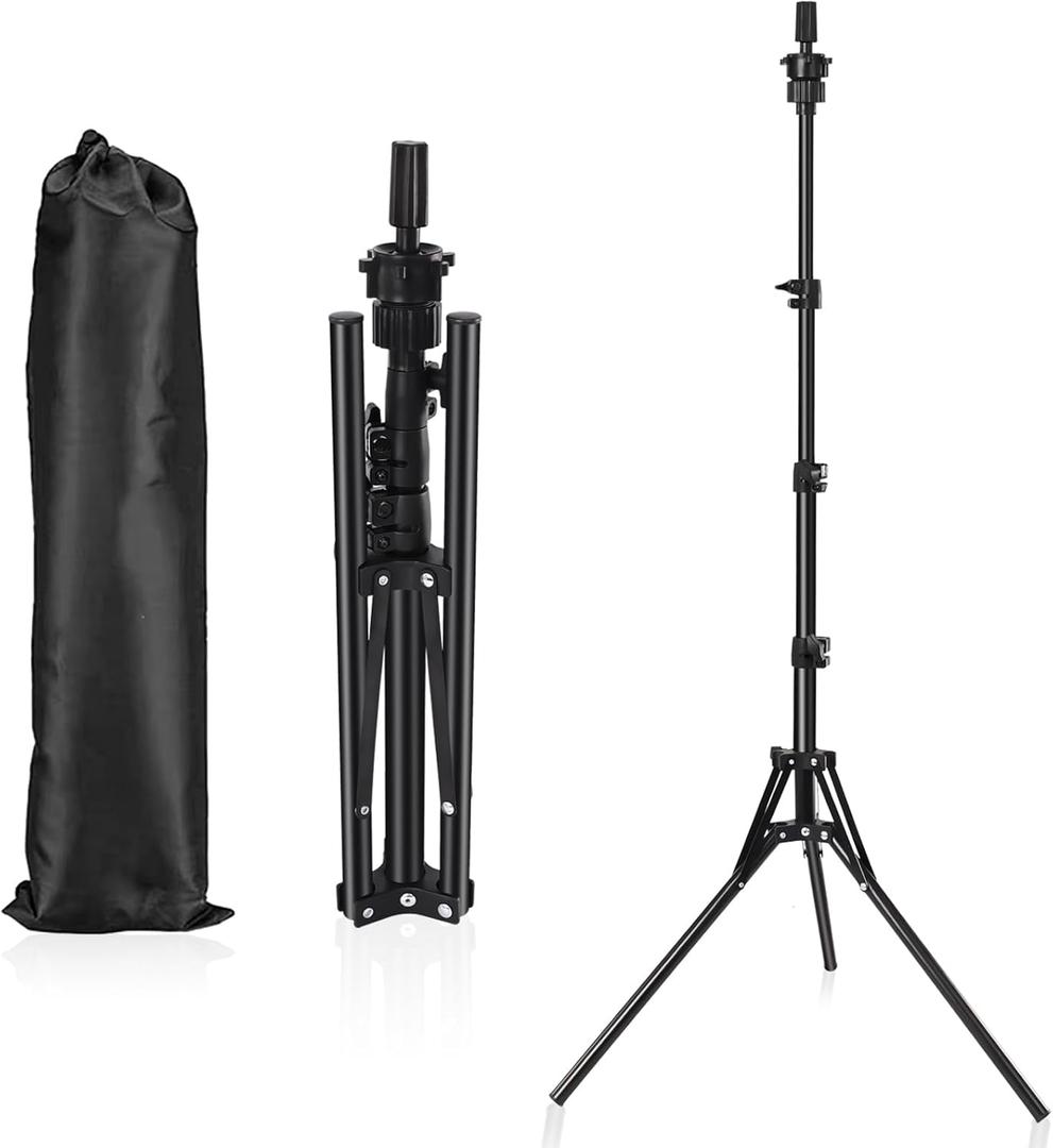 Mannequin Head Stand, Adjustable Wig Stand, Reinforced Metal Mannequin Head Stand for Cosmetology Hairdressing Training (BLACK)