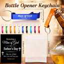 50 Pcs Bulk Father's Day Christian Gift Set 2 oz Stainless Steel Shot Glasses with Metal Bottle Opener Bible Verse Cards Men of God Religious Presents for Father Dad Church Party Favors