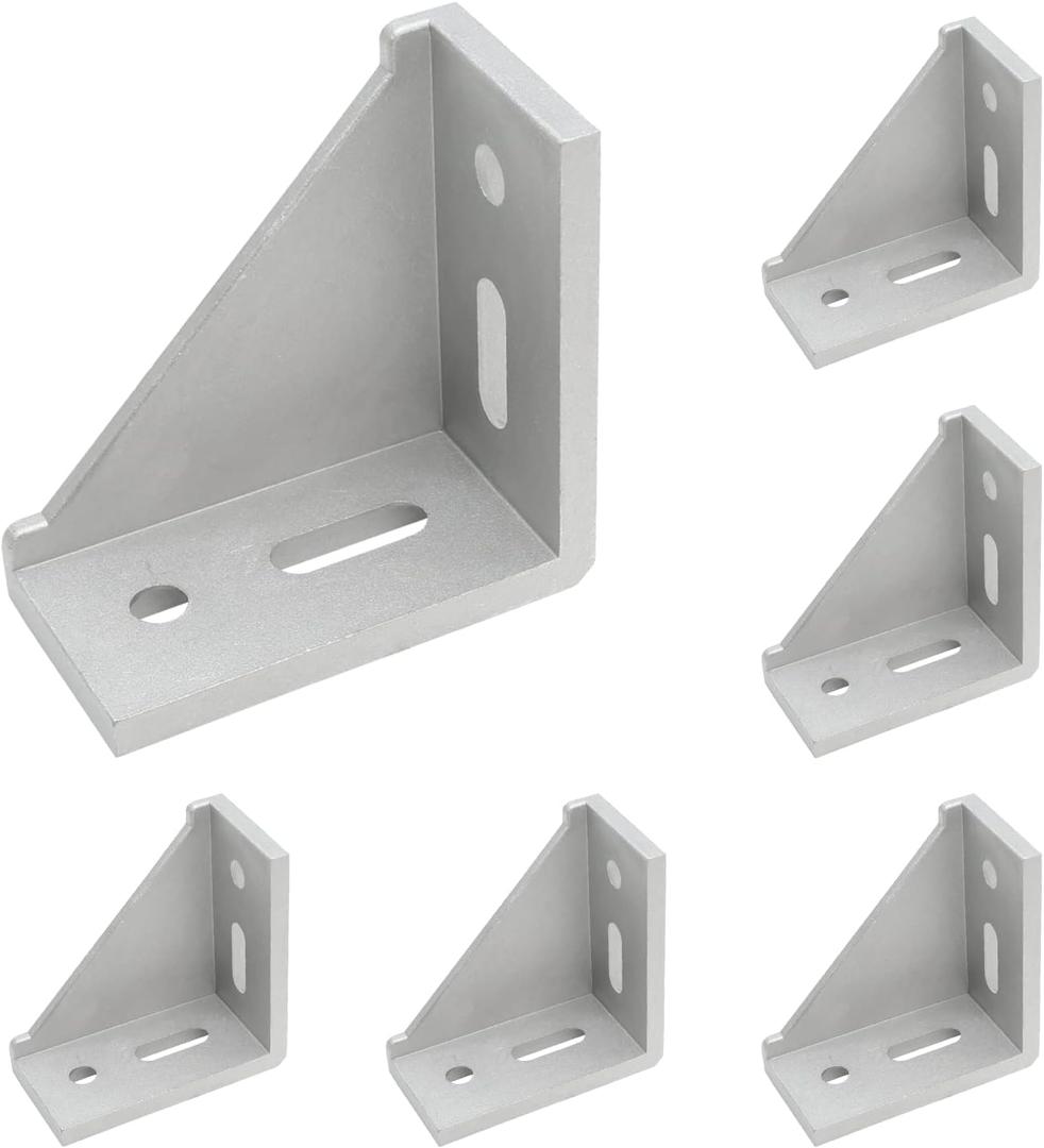 6Pcs 4040 Inside Corner Bracket Gusset, Silver Aluminum Extrusion Brackets, L Bracket Connector for 4040 Series Aluminum Extrusion Profile with Slot 8mm