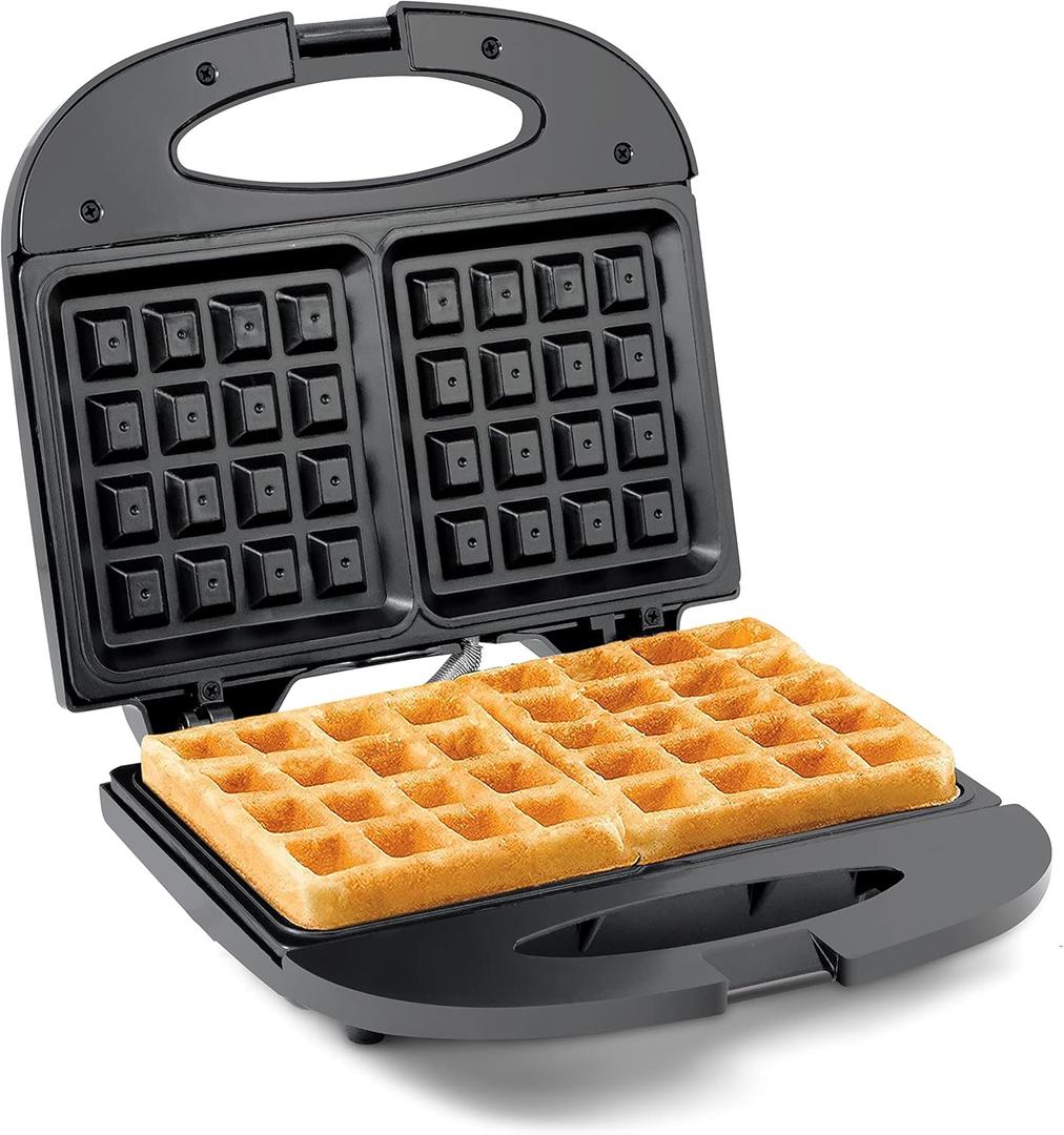 Elite Gourmet MaxiMatic Electric Nonstick Belgian Waffle Iron Snack Maker Machine, Breakfast, Sandwiches, Compact & Portable, 2 Slice, Black