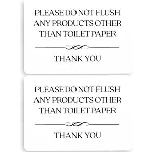 Do Not Flush Toilet Sign 2-Pack (White Acrylic 5 x 3.5 in) - Do Not Flush Anything Except Toilet Paper Sign - Bathroom Signs for Business - Airbnb Signs