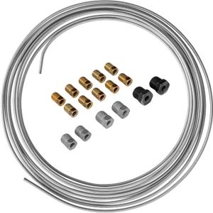 4LIFETIME Galvanized Steel Brake Line Kit - 3/16" x 25ft Replacement Set - Professional Grade OE Steel Tube, Corrosion-Resistant, Flexible 3/16 Brake Line  Comes with 16 Fittings for Easy Install
