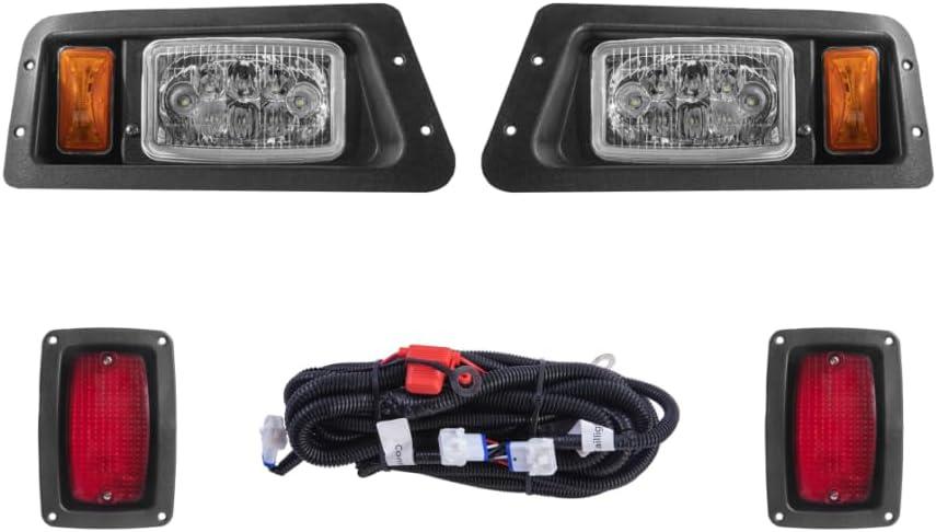 Golf Cart Adjustable Light Kit Fit for YAMAHA G22, 2 LED headlight, 2 LED taillight, 1 Basic wiring harness Instruction & hardware included, Black/Amber/Clear