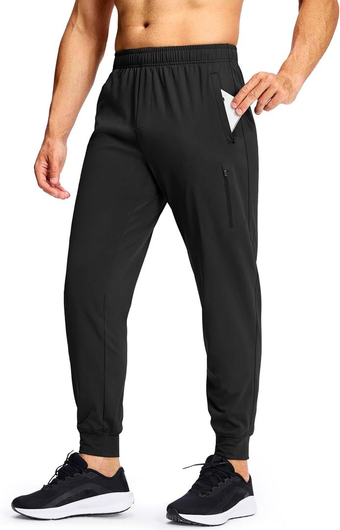 Men's Athletic Joggers Sweatpants with Zipper Pockets Running Gym Track Workout Pants for Men (Black, XS)