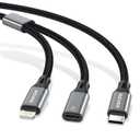 AGVEE 5ft USB-C Male to Lightning Female Charging Adapter Cable for Apple Pencil 1st Generation, 2 in 1 Charger Cord Enables Apple Pencil Pen 1st Gen Match iPad 10, Dark Gray