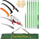 27 Feet Manual Pole Saw for Tree Trimming Manual Branch Pruner Cutter with Knives and Storage Pocket Garden Tool Tree Pruner Extendable for Pruning Palms and Shrubs