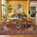 RELEANY Washable Area Rug, 6'x9', Red/Blue