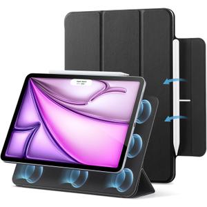 ESR for iPad Air 13 Inch Case M4/M3/M2 (2026/2025/2024), iPad Pro 12.9 Case, Powerful Magnetic Attachment, Slim Trifold Stand Case, Supports Pencil Pro & Pencil (USB-C), Rebound Series, Black