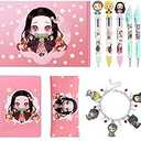 AEUTR Anime Devil Merchandise Gift Set, Adorable Anime Stationery Set, Contains Spiral Notebook, Stationery Pouch, Gel Pens, Multicoloured Pens, Bracelet, Gift Box