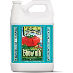 FoxFarm Grow Big Hydroponic Plant Food - 3-2-6 Liquid Plant Fertilizer for Lush Vegetative Growth in Hydroponic Systems - Liquid Concentrate with Earthworm Castings & Micronutrients - 1 Gallon
