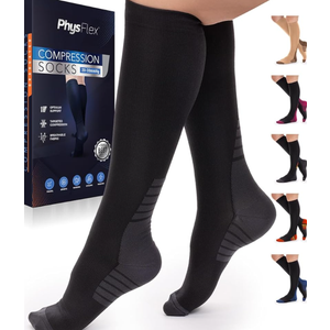 Compression Socks for Women and Men - Best Support for Running, Flying, Pregnancy - Knee High Graduated Compression Stockings, S/M