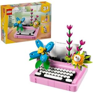 LEGO Creator 3 in 1 Typewriter with Flowers - Birthday Gift for Kids - Building Toy with 3 Building Options, Typewriter, Flowerpot with Pen & Notebook, or Keytar - 31169