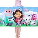 DreamWorks Gabby's Dollhouse Bath/Pool/Beach Soft Cotton Terry Hooded Towel Wrap, 24 in x 50 in, By Franco Kids