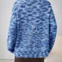 MEROKEETY Women's Fall Fuzzy Colorful Knit Cardigan Sweaters Winter Button Down Boho Casual Long Sleeve Outerwear Top (Blue, XL)