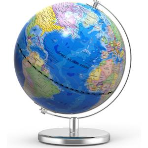 13 Inch Large World Globe for Adult, Educational Globe for Children, Colorful HD World Map Details for Kids Learning, Illuminated Globes Lamp for Kids Gift and Bedroom Office Decor