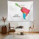 Shrahala Colorful Map Tapestry Wall Hanging for Kids Student, Map of Latin America Countries Abstract World Map Educational Tapestry for School Classroom Dorm Room Bedroom 59.1"L x 39.4"W,White