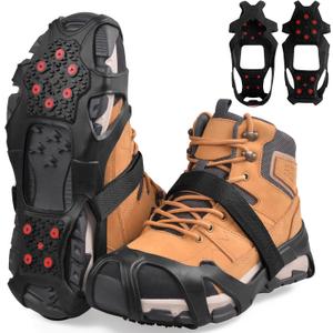 Ice Cleats for Shoes and Boots Tungsten Crampons Non-Slip Shoe Spikes Grippers for Snow and Ice Traction Cleats with Reflective Heel Slip-on Snow Cleats for Men Women Winter Walking (Medium(5.5-8 M/ 6.5-9.5 W))