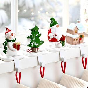 Christmas Stocking Holders for Mantle Set 4, Christmas Stocking Hangers for Mantel Stocking Holders, Christmas Stocking Holder for Mantle Stocking Hangers for Mantel Set of 4 Stocking Hooks for Mantle