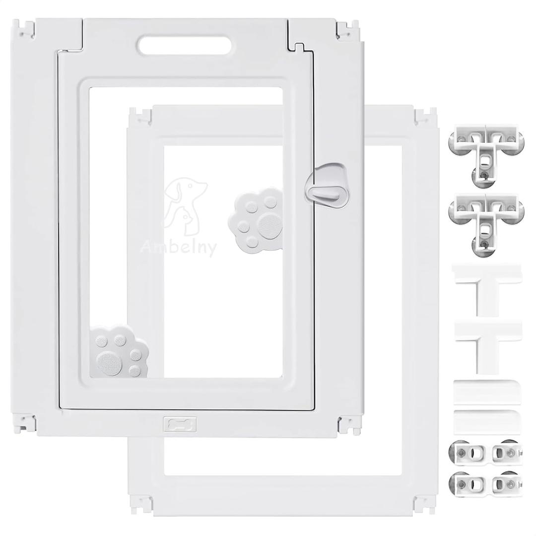 2Pcs Panel Extention Kits-Clear Acrylic Plastic Dog Door+Panel Indoor,for Puppy Cat Bunny Pet Pen