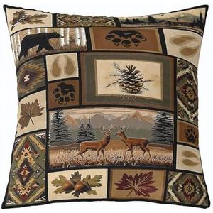 Deer Throw Pillow Cover Soft Square 22"x22" Retro Bear Wild Animal Cushion Case Home Decor Farmhouse Decor Grid Plaid Pillow Case Pillowcase for Couch Sofa Living Room Bedroom Bed Chair PACK OF 2