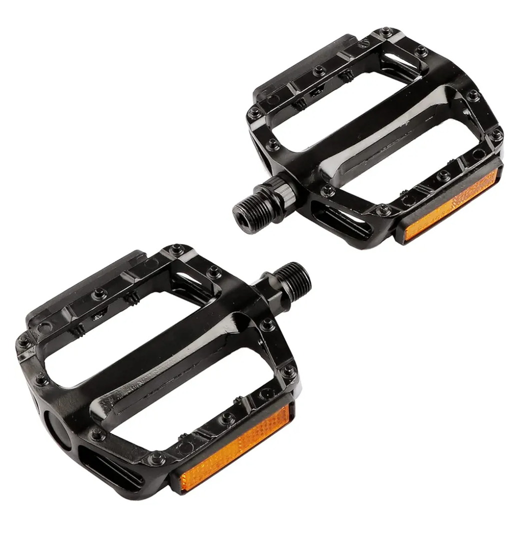Mountain Bike Pedal, Aluminium Alloy Flat Platform Bicycle Pedals with Reflector for Road Bike and MTB, Sealed to Bearing