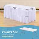 PARTISKY 1 Pack White Tablecloths for Rectangle Tables 8ft, Wrinkle Resistant White Table Cover Fitted Stretch Table Cloth with Pleated Ruffle Skirts for Party Banquet Dining Birthday Wedding