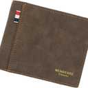 Mens Wallet Bifold Leather Matte Wallet for Men, Thin & Stylish Card Holder with ID Window