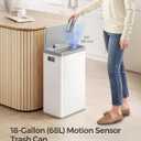 SONGMICS Motion Sensor Trash Can, 18-Gallon (68L) Automatic Kitchen Garbage Can with Stay-Open Lid, Soft Close, Stainless Steel, 15 Trash Bags Included, Cloud White ULTB630W68