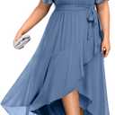 Talisea Womens Plus Size Long Dress Chiffon High Low Split Ruffle Evening Bridesmaid Wedding Guest Formal Maxi Dresses, 18 W