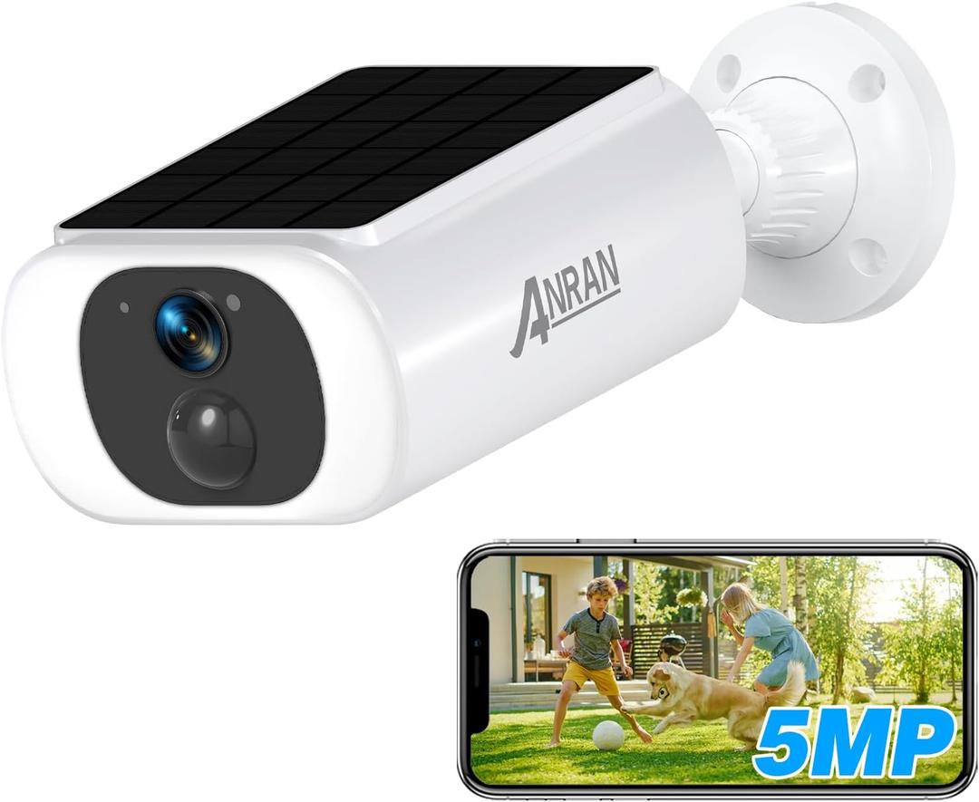 ANRAN 5MP Solar Security Camera Outdoor, Wireless Battery Powered WiFi Camera for Home Surveillance with Built-in Solar Panel, Color Night Vision, 2-Way Audio, Siren Alarm, Works with Alexa, C3 Max