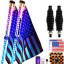 2PCS 4FT RGB LED Whip Light, Remote App Control, DIY Chasing Patterns Turn Signal & Brake LED Lights, Spring Base Included - Compatible with ATV, UTV, Polaris RZR, Can-Am