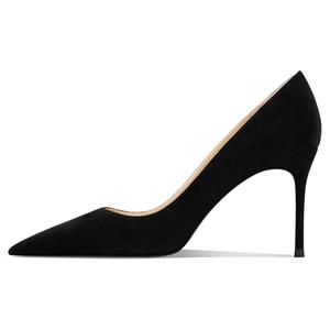 Qunvngutui Women's Pointed Toe Stiletto High Heel Pumps 3.15IN Slip-On Party Wedding Evening Shoes Black Suede US8