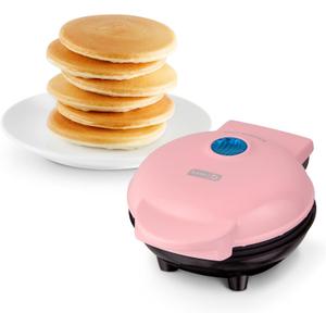 DASH Mini Maker Electric Round Griddle for Individual Pancakes, Cookies, Eggs & other on the go Breakfast, Lunch & Snacks with Indicator Light + Included Recipe Book - Pink