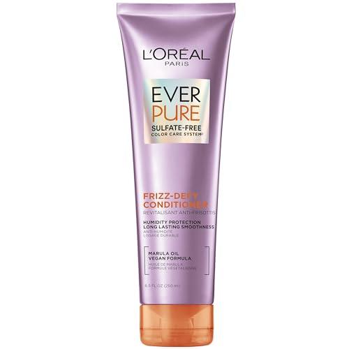 L'Oreal Paris Sulfate Free Frizz Defy Conditioner, Frizz Control Hair Care with Marula Oil, EverPure, 8.5 Fl Oz 
