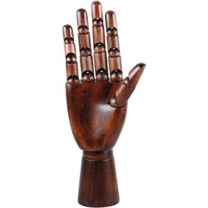 Hand Jewelry Holder Wooden Hand Mannequin for Jewelry, Ancient Dark Red Manikin Right Hand for Jewelry Sunglasses Holder, 26cm, Right Hand