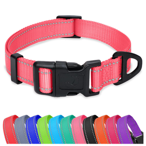 Taglory Reflective Adjustable Dog Collars for Puppy Small Medium Large Dogs, Thin Nylon Webbing and Quick Release Plastic Buckle(Aqua Blue, X-Large) (XL(1.25"x18-28"))