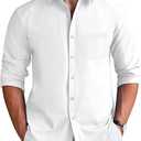 COOFANDY Men's Long Sleeve Button Down Shirt Wrinkle Free Untucked Dress Shirt Casual Denim Shirt, M