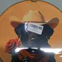 XBBMGG Western Cowboy Black Labrador Dog Wall Art, Funny Animal Red Rose Valentines Day Gift Round Wall Hanging Decor, Romantic Dog Framed Canvas Prints for Living Room Bedroom Decorations, 10x10in