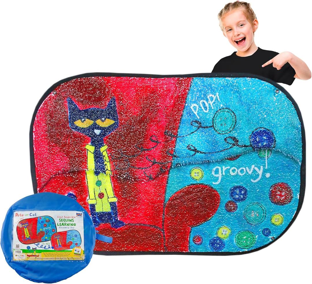 Meavia Reversible Sequins Pete The Cat Groovy Buttons: Wall Sensory Fun Toy, Jumbo Size 40 x 27 Inches