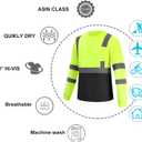 Hi Vis Reflective Long Sleeve Safety Work T Shirt Moisture Wicking DryBlend for Railway Workers Fast Dry Comfortable (Yellow, M)