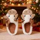 XIXITIAO Slippers For Women,Cow Slippers,Womens Fuzzy Slippers,Cute Animal Cartoon Fluffy Plush House Slippers For Women Men Indoor (Brown)