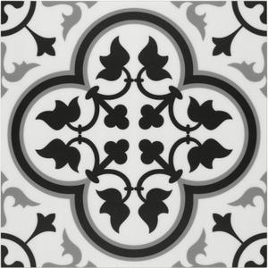 INNO STCIEKRS 16-Sheet Peel and Stick Floor and Wall Tile for Bathroom Kitchen, 9" x 9" Patterned Black SPC Self-Adhesive Vinyl Flooring Encaustic Groutable Backsplash Tile, Covers 9.12 Sq. Ft.