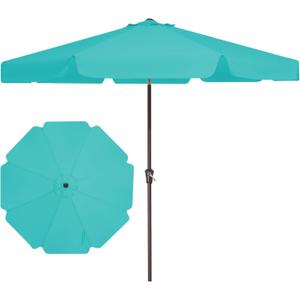 JEAREY 9 FT Patio Umbrella Outdoor, Table Umbrellas Market Umbrella w/Push Button Tilt/Crank, 8 Sturdy Ribs(Teal)
