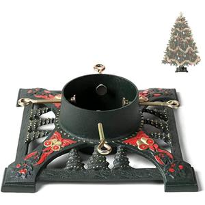 Ventray Christmas Tree Stand for Real Tree Up to 8 Ft, 13.66x13.66x4.1inches Classic Square Xmas Tree Pine Tree Base for Real Tree, Red