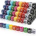DIYDEC 100pcs 16mm Game Bulk Dice 10 Colors Acrylic 6 Sided Dice Set for Classroom Teaching Math Learning Standard Dice for Party Family Board Games