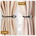 2 Pack Black Curtain Holdbacks, USFOOK Decorative Drapery Tiebacks (2 Pack/1 Pair), Curtain Tie Back Hooks for Wall with Translucent Finials (6.1" L x 4.1" W)