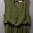 Eytino Womens Plus Size Summer Sleeveless V Neck Drawstrin Ruffle Layer Flowy Mini Dresses, 2X Green