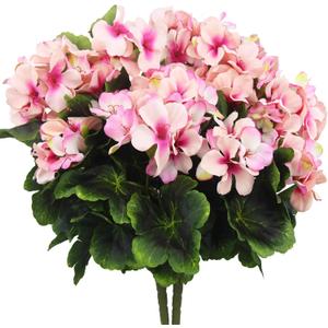 2 Pcs Artificial Geraniums for Outdoor Silk Geranium Flowers Purple Pink Artificial Geranium Bush Faux Flowers Geraniums Branch for Garden Patio Cemetary Vase Table Centerpiece Indoor Decor